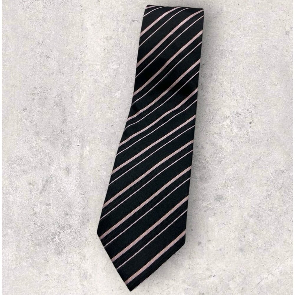 PAUL SMITH Silk Tie ITALY Brown Pink Striped W:3.6" EUC
